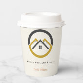 Modern Real Estate white and gold custom logo  Pappbecher (Vorderseite)