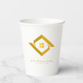 Modern Real Estate White and gold custom logo  Pappbecher (Rückseite)