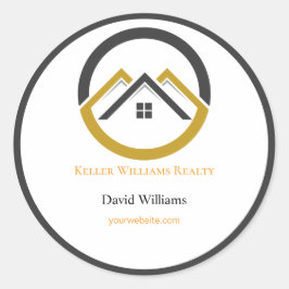 Modern Real Estate white and gold custom logo  Runder Aufkleber