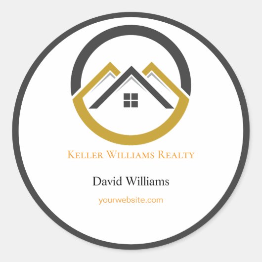 Modern Real Estate white and gold custom logo Runder Aufkleber (Vorderseite)