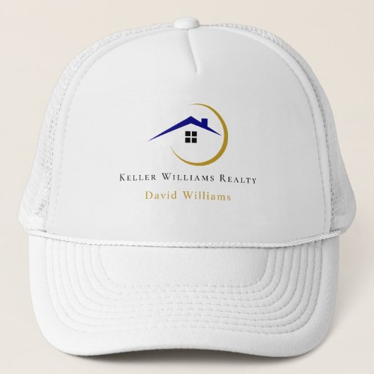 Modern Real Estate white and gold custom logo Truckerkappe (Vorderseite)
