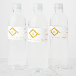 Modern Real Estate white and gold custom logo Wasserflaschenetikett