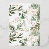 Modern Real Gold Eucalyptus Wreath Wedding Folieneinladung (Rückseite)