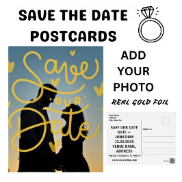 Modern Real Gold Save the Date FoxCard Folie Einladungspostkarte