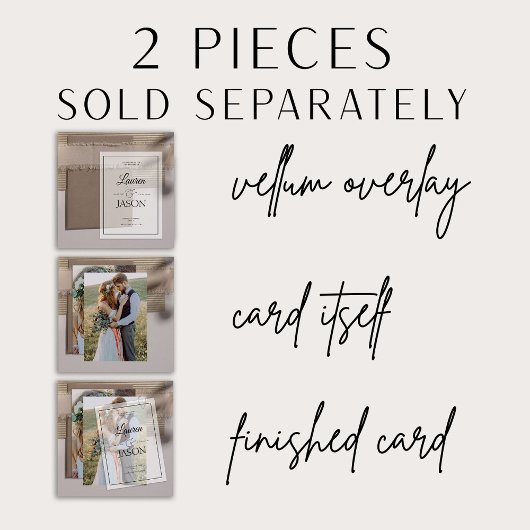Modern Real Vellum Overlay Einfach 2 Foto Hochzeit Einladung