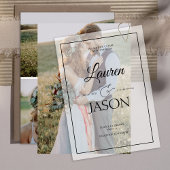 Modern Real Vellum Overlay Simple 3 Foto Wedding Einladung