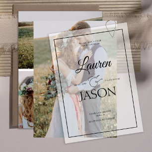 Modern Real Vellum Overlay Simple 4 Foto Wedding Einladung