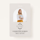 Modern Realtor Name Badge with Photo Arch Elegant Ausweis (Vorderseite)