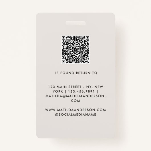 Modern Realtor Name Badge with Photo Arch Elegant Ausweis (Rückseite)