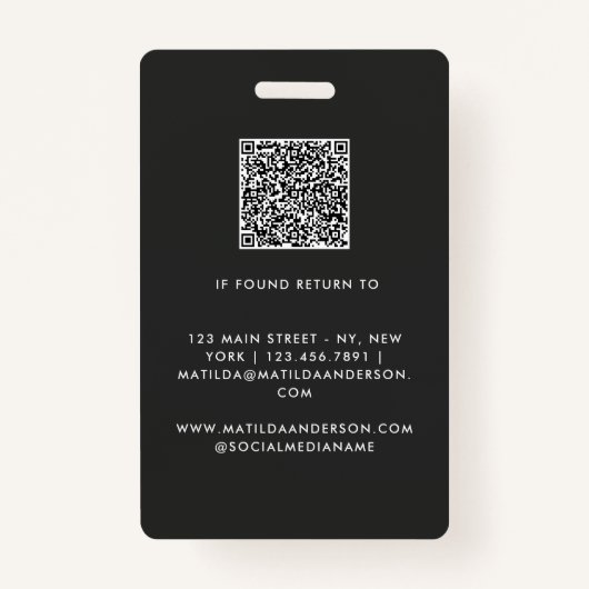 Modern Realtor Name Badge with Photo Arch Elegant Ausweis (Rückseite)