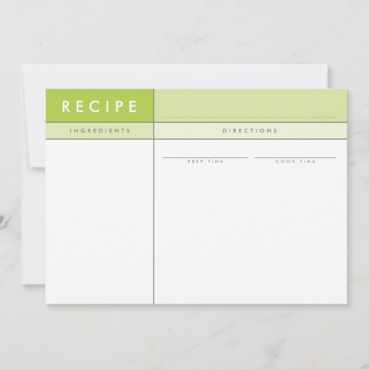 MODERN RECIPE CARD Organisator Block minimale grün Dankeskarte (Vorderseite)