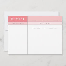 MODERN RECIPE CARD Veranstalter Block minimale Kor