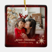 Modern Red 2 Fotos - Weihnachten Keramikornament (Vorderseite)