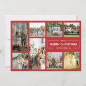 Modern Red 8 Foto Collage Frohe Weihnachten (Vorderseite)