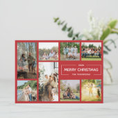 Modern Red 8 Foto Collage Frohe Weihnachten (Stehend Vorderseite)