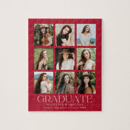 Modern Red 9 Foto Collage Abschluss Puzzle
