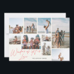 Modern Red 9 Foto Wundern seiner Liebe Religious Feiertagskarte<br><div class="desc">Moderne religiöse 9 Foto Wunder seiner Liebe Holiday Card. Diese trendige Karte enthält eine Foto-Collage von 9 Fotos der Familie auf der Vorderseite mit benutzerdefiniertem Text und Hintergrund.</div>