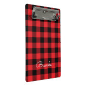 Modern Red and Black Buffalo Check Mini Klemmbrett (Schrägansicht)