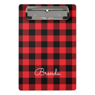 Modern Red and Black Buffalo Check Mini Klemmbrett