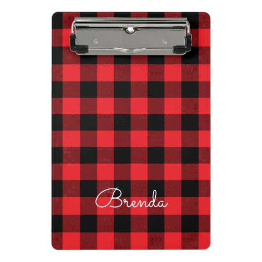 Modern Red and Black Buffalo Check Mini Klemmbrett (Vorderseite)