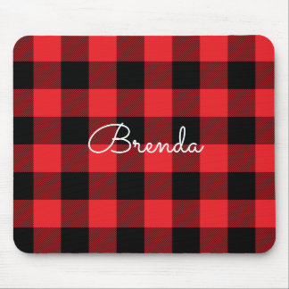 Modern Red and Black Buffalo Check Mousepad