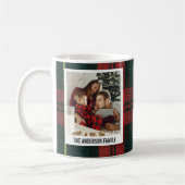 Modern Red and Green Plaid Christmas Photo Collage Kaffeetasse (Links)