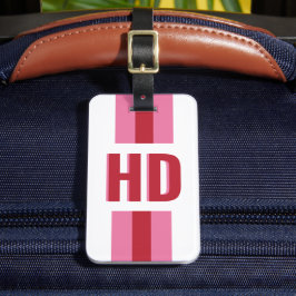 Modern Red and Pink striped Shadow Monogram Travel Gepäckanhänger
