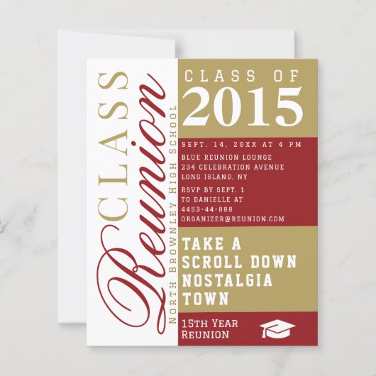 Modern red and tan School Class Reunion Invitation (Vorderseite)