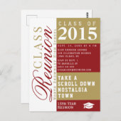 Modern red and tan School Class Reunion Postcard Postkarte (Vorne/Hinten)