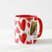Modern Red and White Couple Photo Initial  Tasse (VorderseiteRechts)