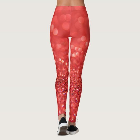 Modern Red And White Glitter Leggings (Rückseite)