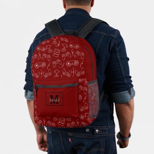 Modern Red and White Video Game Gamer  Bedruckter Rucksack (Insitu (Modell))