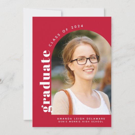 Modern Red Arch 2024 Foto Abschluss Ankündigung (Vorderseite)