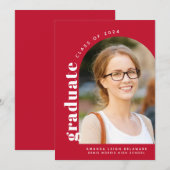 Modern Red Arch 2024 Foto Abschluss Ankündigung (Vorne/Hinten)