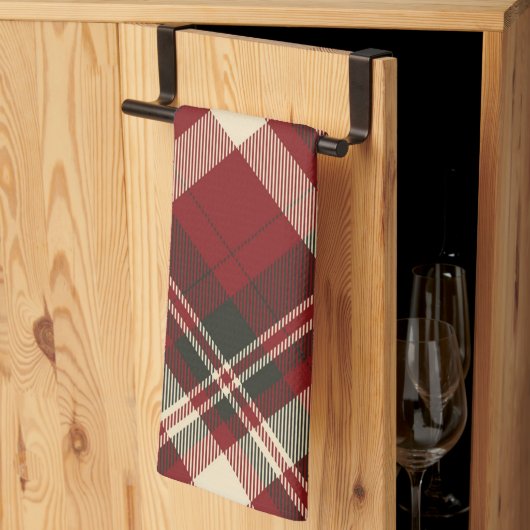 Modern Red Beige Christmas Pattern Geschirrtuch (Drittel gefaltet)