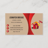 Modern Red Beige Cleaning Service Housekeeper Maid Visitenkarte (Rückseite)