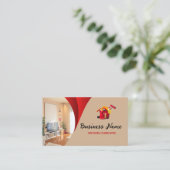 Modern Red Beige Cleaning Service Housekeeper Maid Visitenkarte (Stehend Vorderseite)