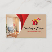Modern Red Beige Cleaning Service Housekeeper Maid Visitenkarte (Vorderseite)