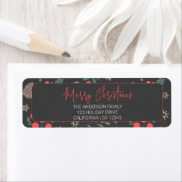 Modern Red Berries Merry Christmas Address