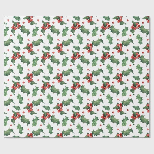 Modern Red Berry Christmas Geschenkpapier (Flach)