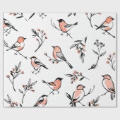 Modern Red Berry Holidays Bird Wrapping Paper Geschenkpapier (Flach)