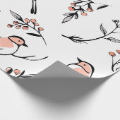 Modern Red Berry Holidays Bird Wrapping Paper Geschenkpapier (Ecke)
