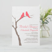 Modern Red Birds Bridal Shower Einladungen (Stehend Vorderseite)