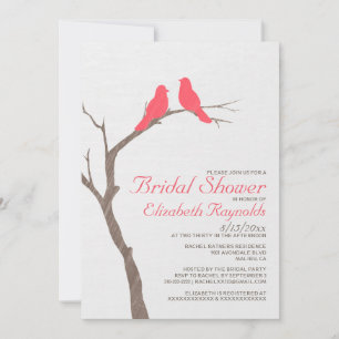 Modern Red Birds Bridal Shower Einladungen