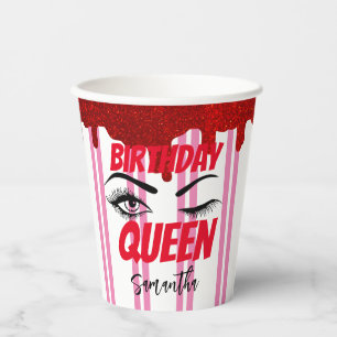 Modern Red Birthday Queen 18.   21.   40.  50. Pappbecher