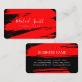 Modern Red Black Brush Stroke Paint Visitenkarte (Vorne/Hinten)
