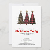 Modern red black buffalo Christmas tree invitation Einladung (Vorderseite)