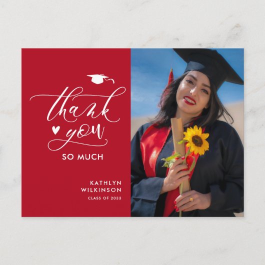 Modern Red Black Foto Einfaches Abschluss Vielen D Postkarte (Vorderseite)