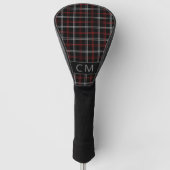 Modern Red Black Kariert Pattern Monogram Stilvoll Golf Headcover (Vorderseite)