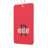 Modern red black monogram name autolufterfrischer (Links)